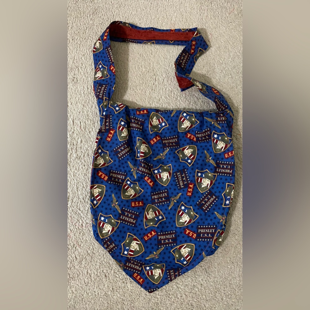 Elvis Presley handmade sack purse 100 % cotton new never used red liner